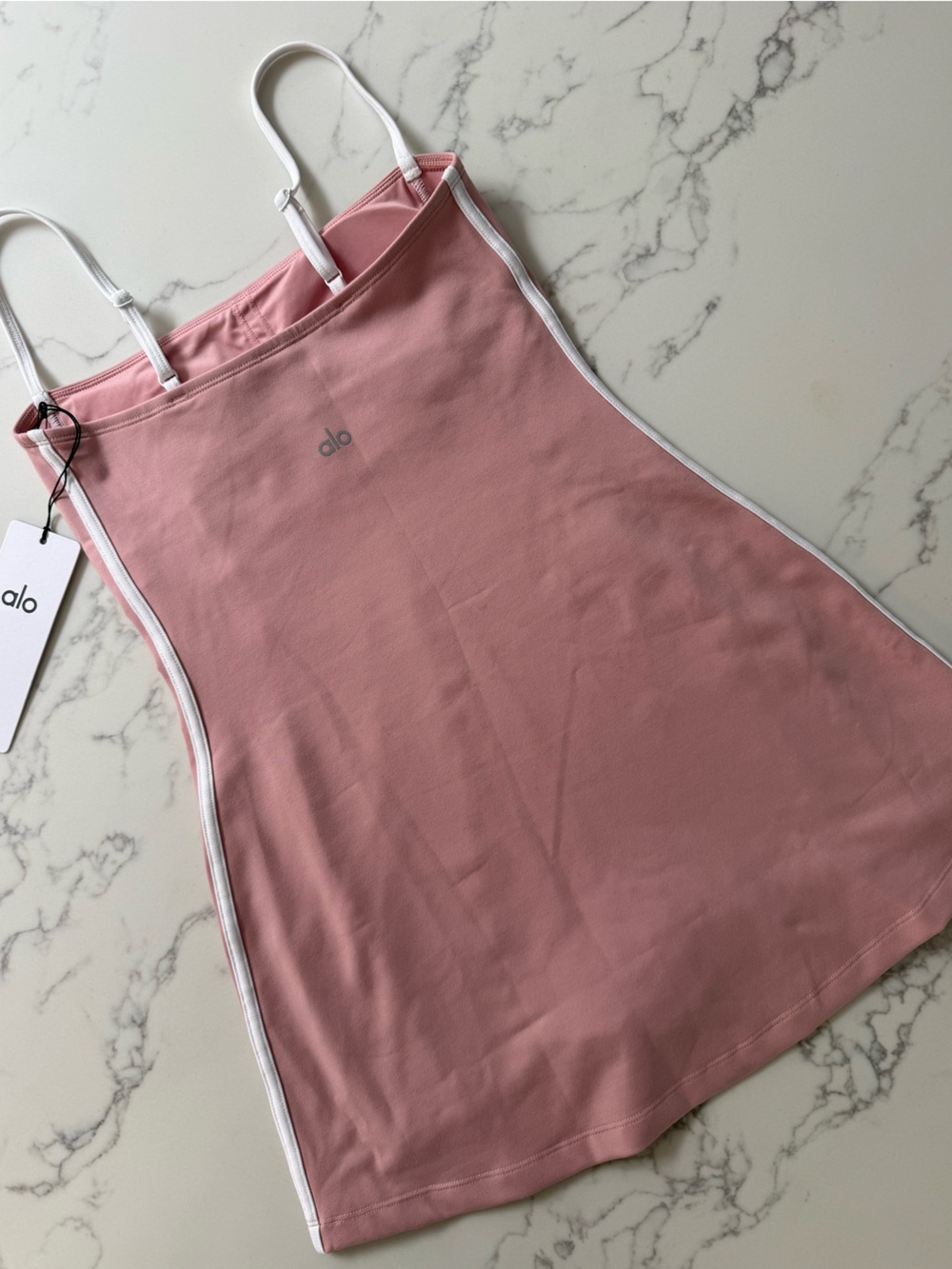 Alo Yoga Airbrush Streamlined Dress - Vintage Pink / White - Size XS - Picture 4 of 5